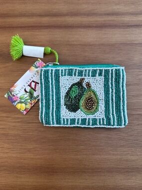 Express Beaded Avocado Zip Wristlet - Green